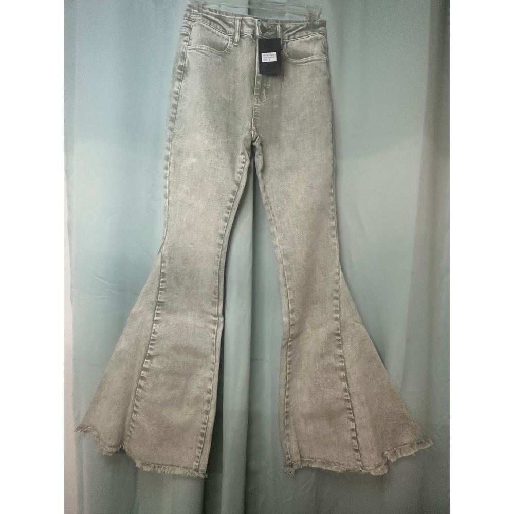 BLUE B‎ COLLECTION Women Light Olive Wash Flare Jeans Size S
